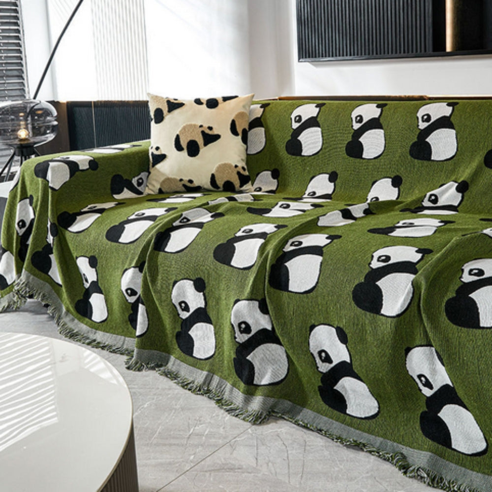 Panda Leopard Print Microfiber Sofa Cover