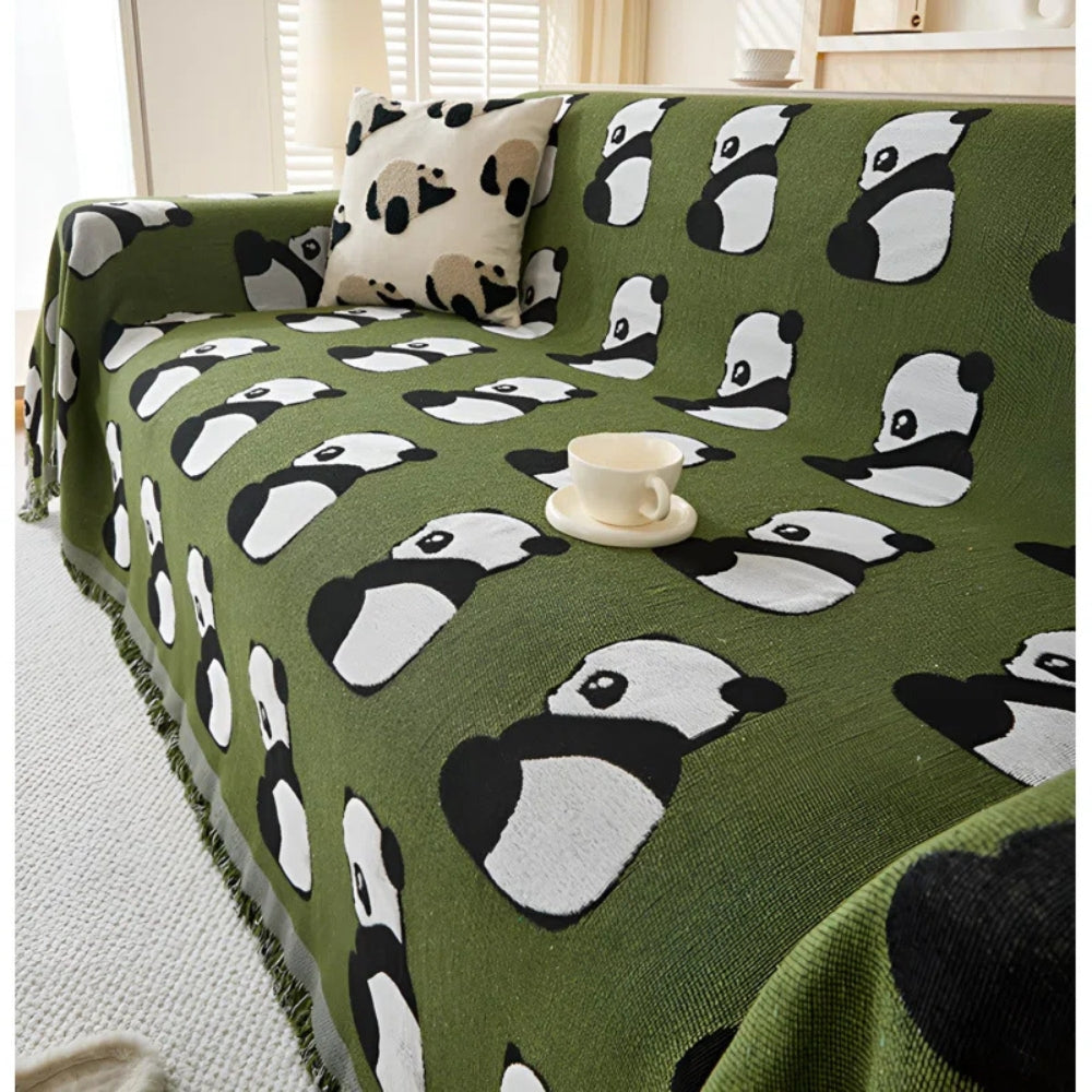 Reversible Panda and Leopard Print Sofa Cover