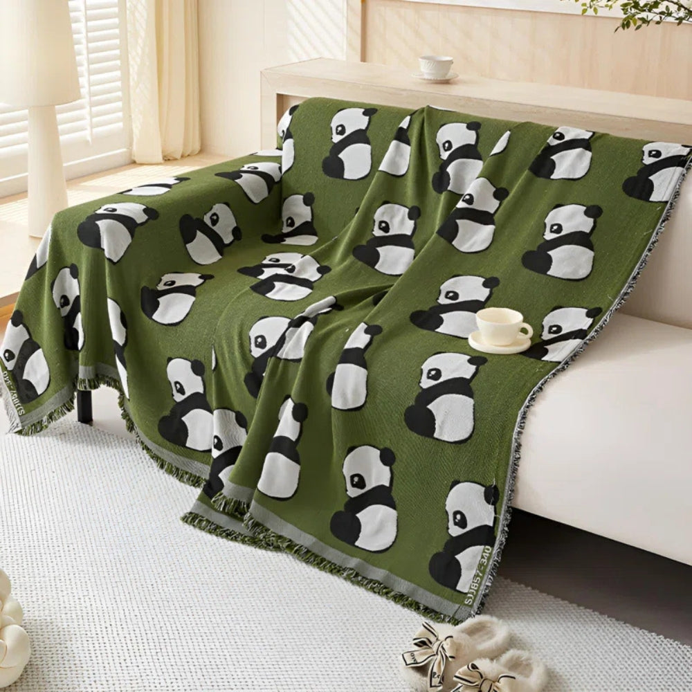 Reversible Panda and Leopard Print Sofa Cover