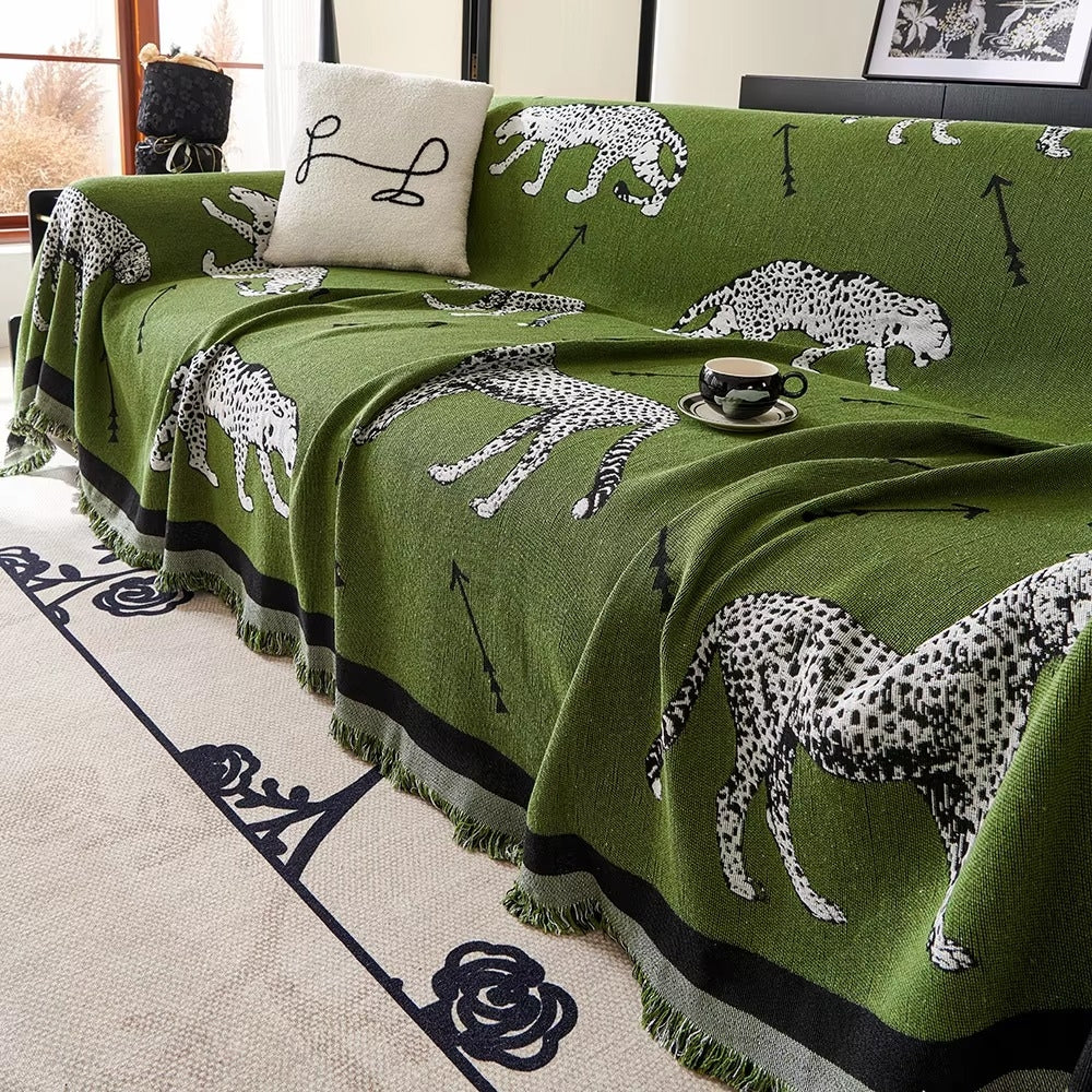 Reversible Panda and Leopard Print Sofa Cover