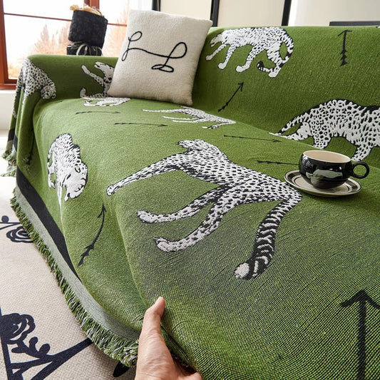 Reversible Panda and Leopard Print Sofa Cover