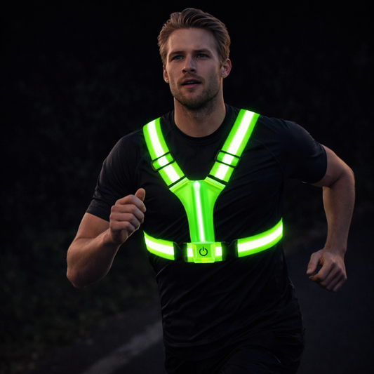 LED Reflective Running Vest with Rechargeable Battery and Adjustable Fit