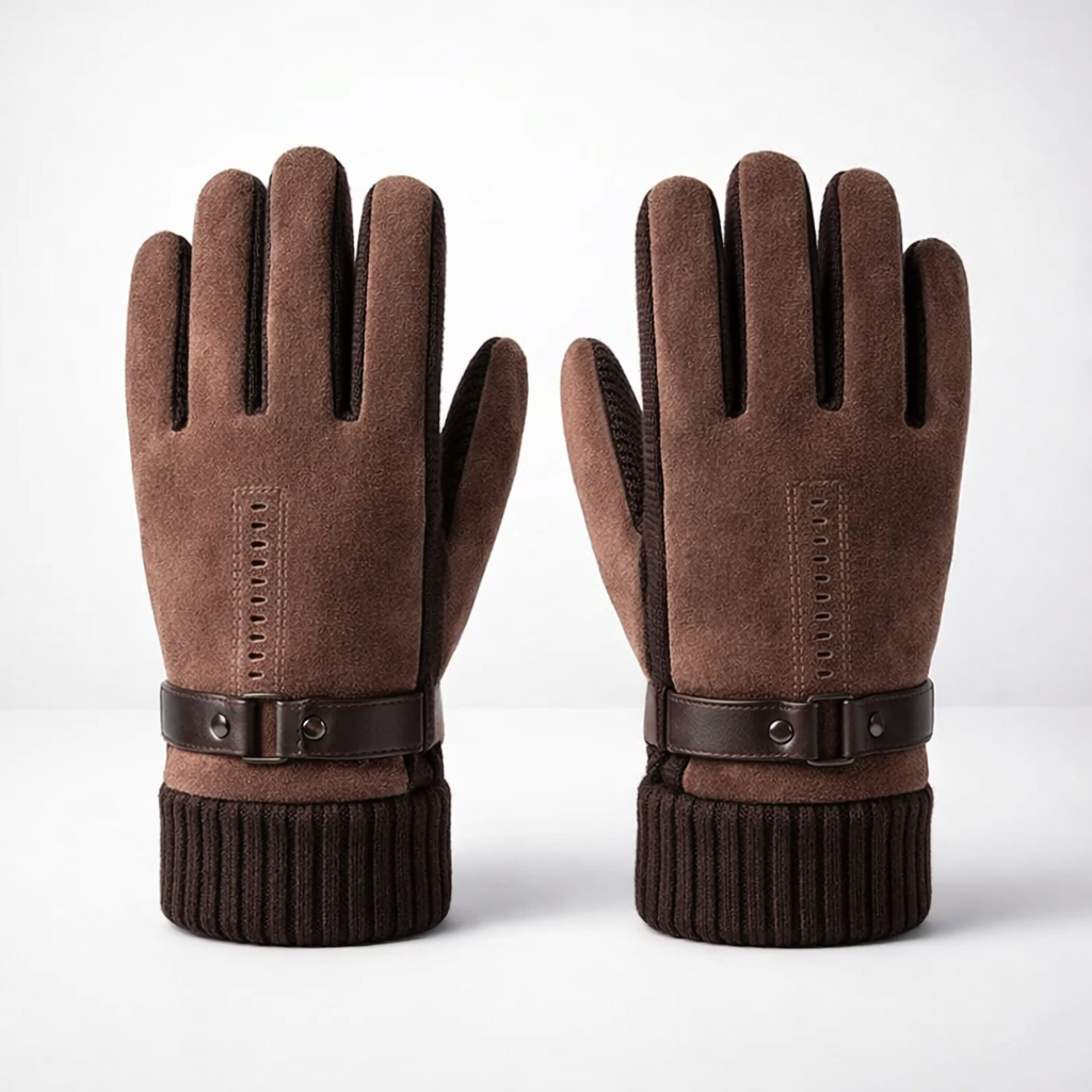 Men's Leather Winter Driving Gloves - Windproof & Warm