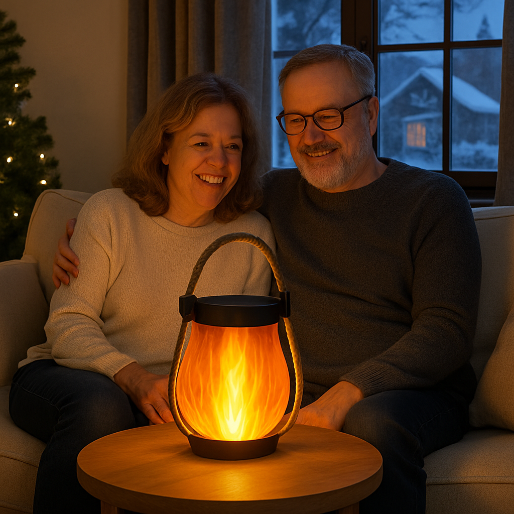 Solar and USB Rechargeable LED Lantern with Flame Effect