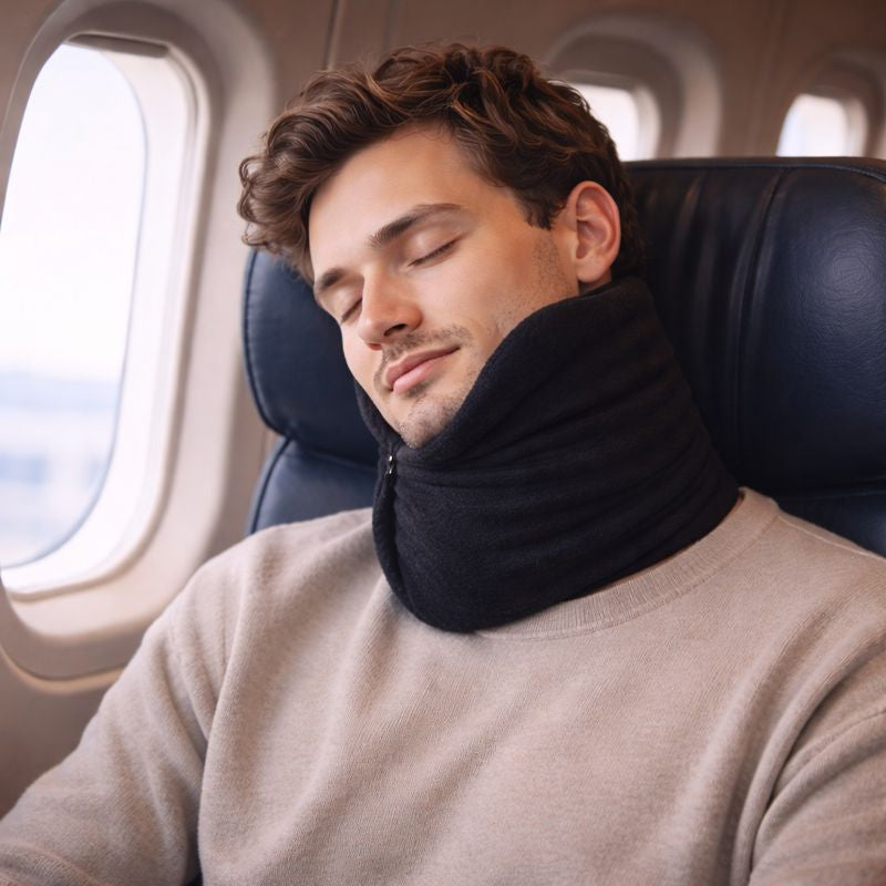 Compact Wrap-Around Travel Neck Pillow for Upright Support