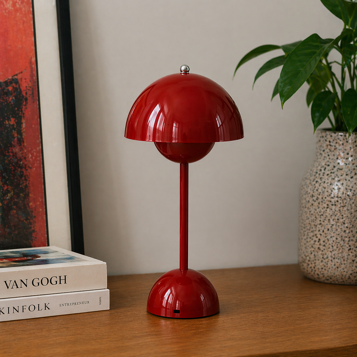 USB Rechargeable Touch Control Table Lamp with Dome Shade
