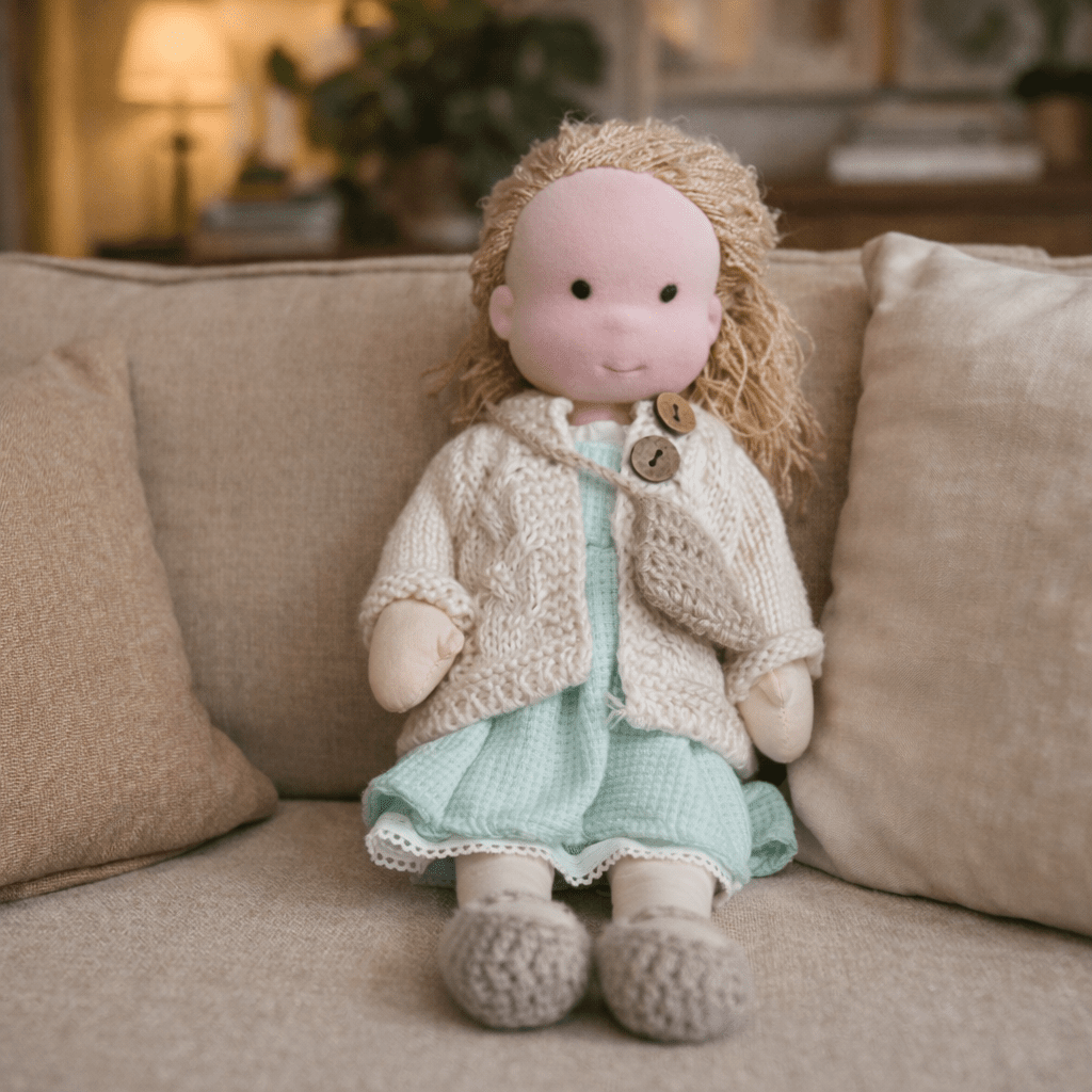 Soft Plush Handmade Waldorf Baby Doll in Cotton