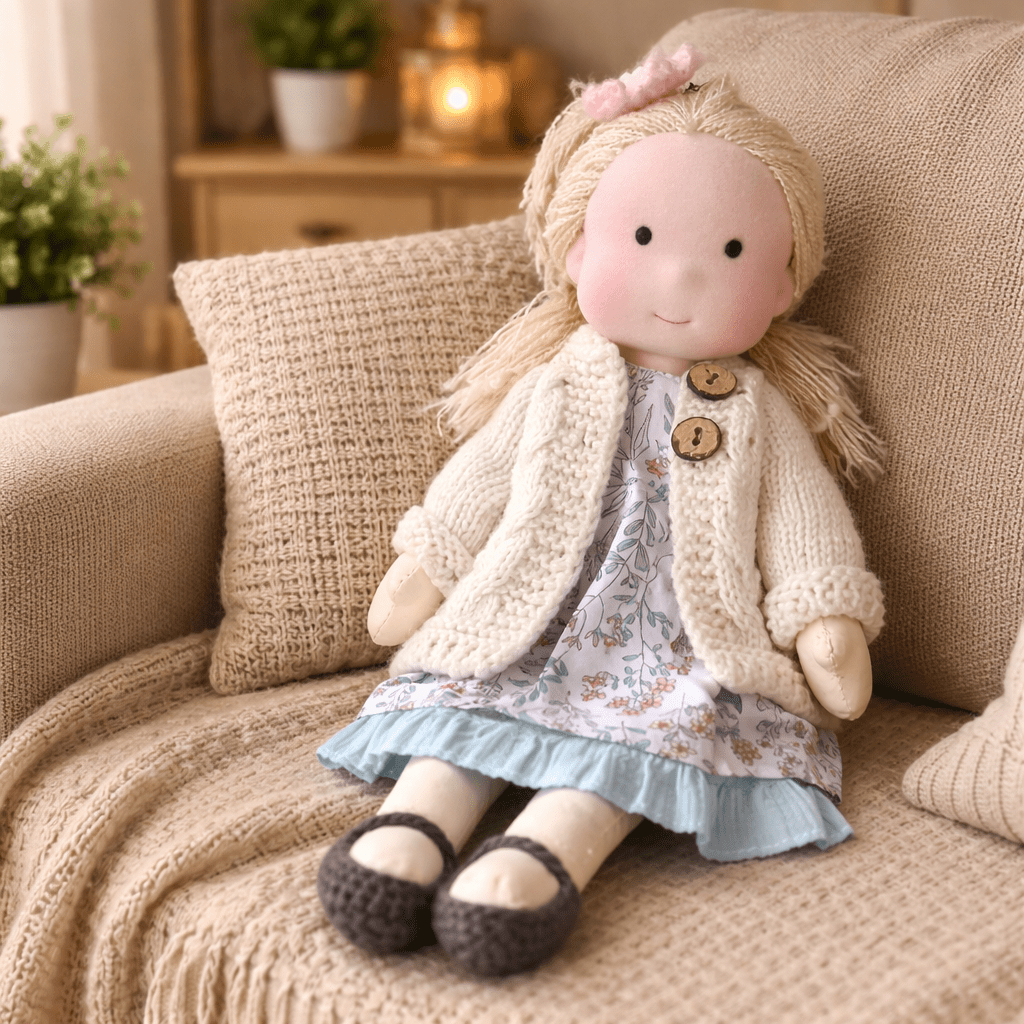 Soft Plush Handmade Waldorf Baby Doll in Cotton
