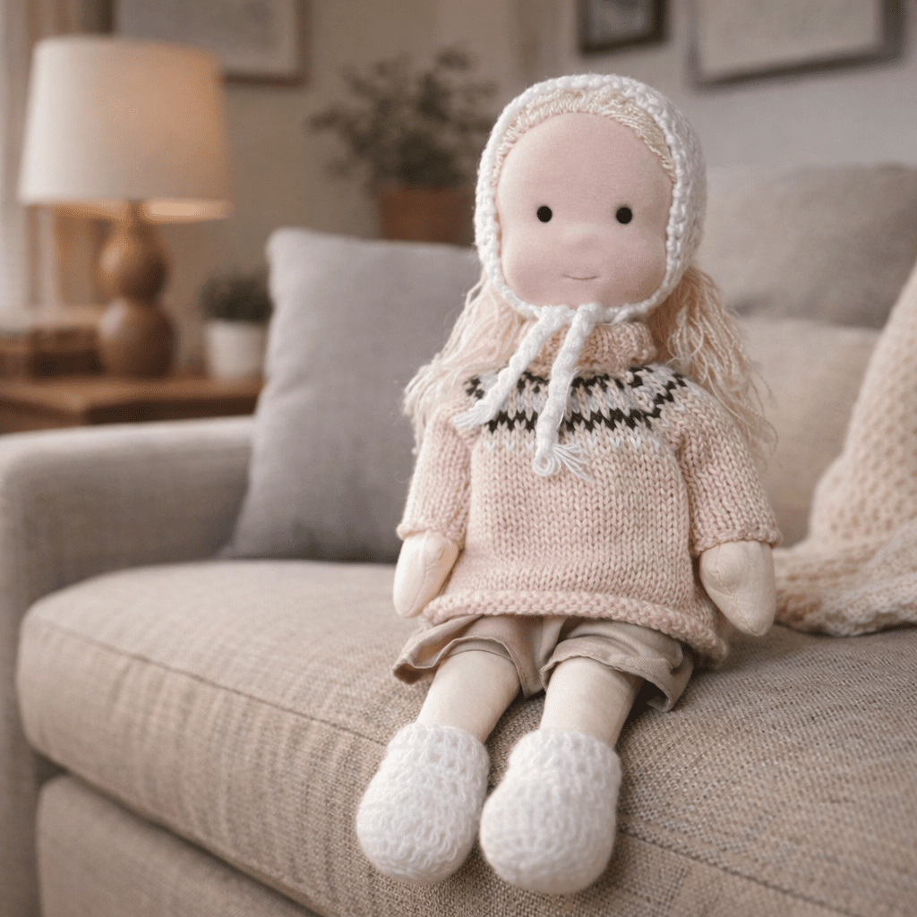 Soft Plush Handmade Waldorf Baby Doll in Cotton