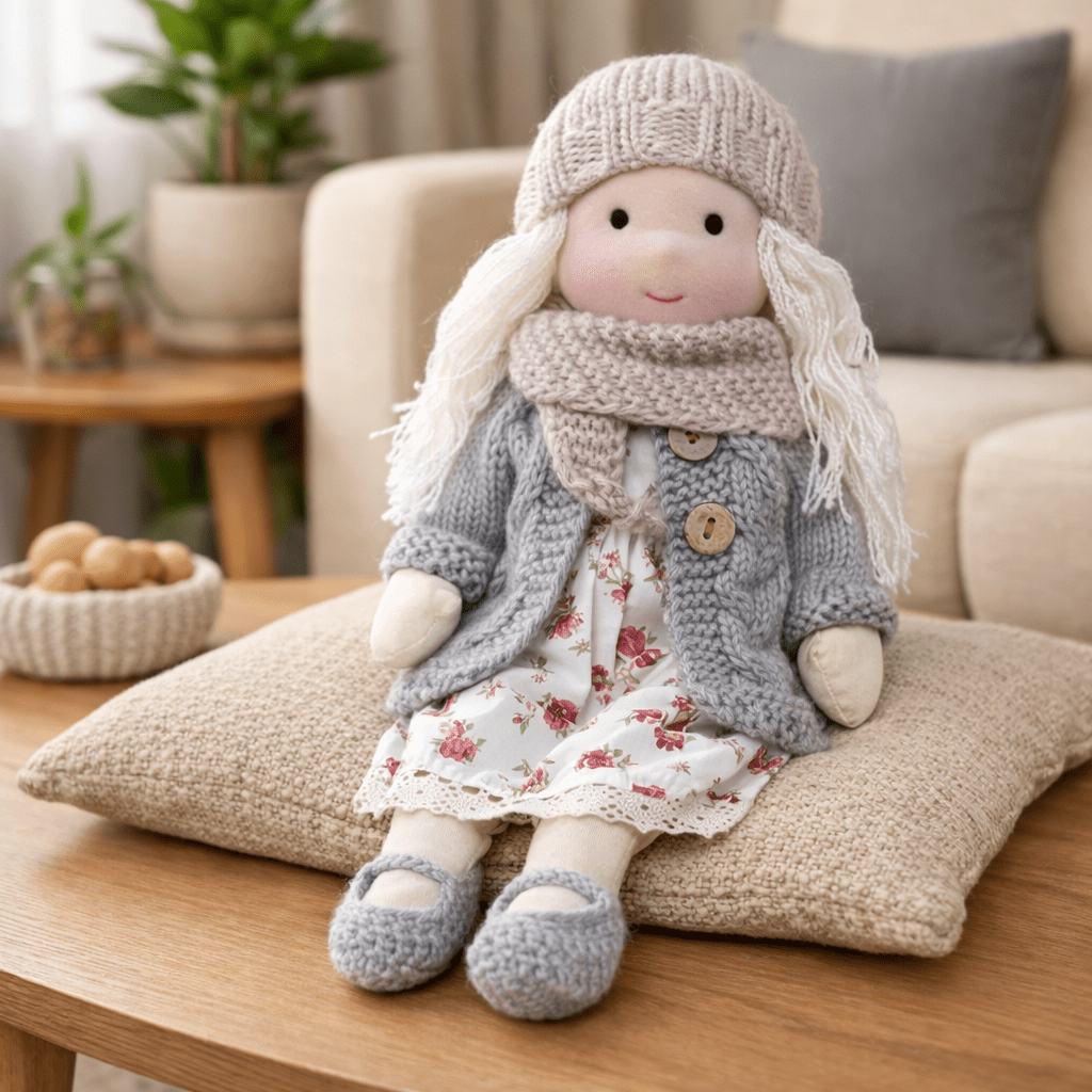 Soft Plush Handmade Waldorf Baby Doll in Cotton