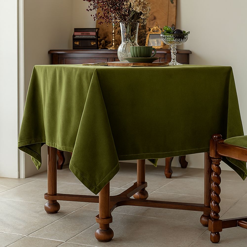 Olive Velvet Tablecloth for Elegant Dining