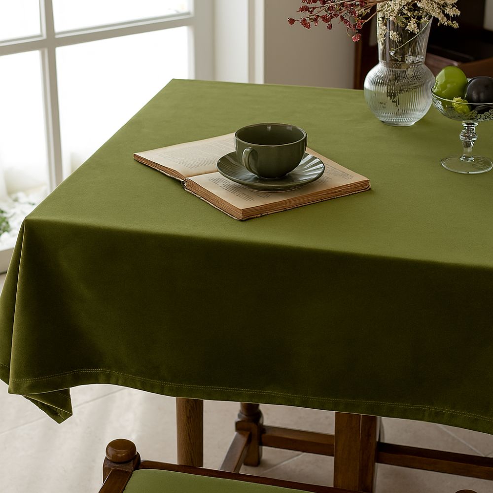 Olive Velvet Tablecloth for Elegant Dining