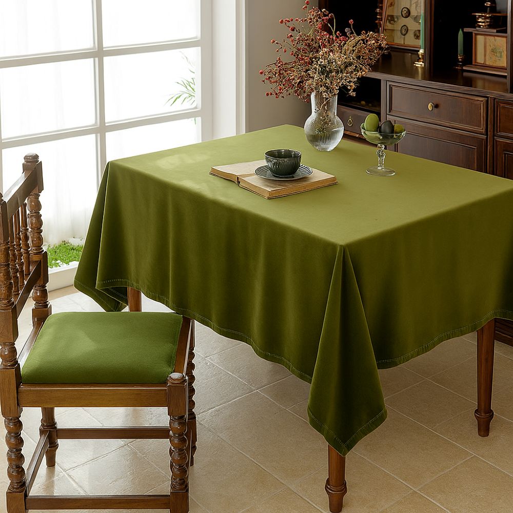 Olive Velvet Tablecloth for Elegant Dining