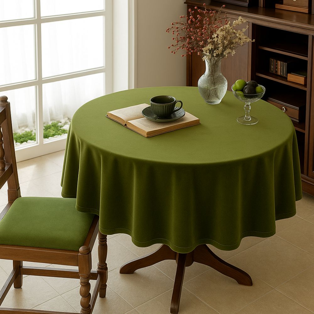 Olive Velvet Tablecloth for Elegant Dining