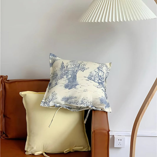 Vintage Jouy Print Cotton Cushion Cover