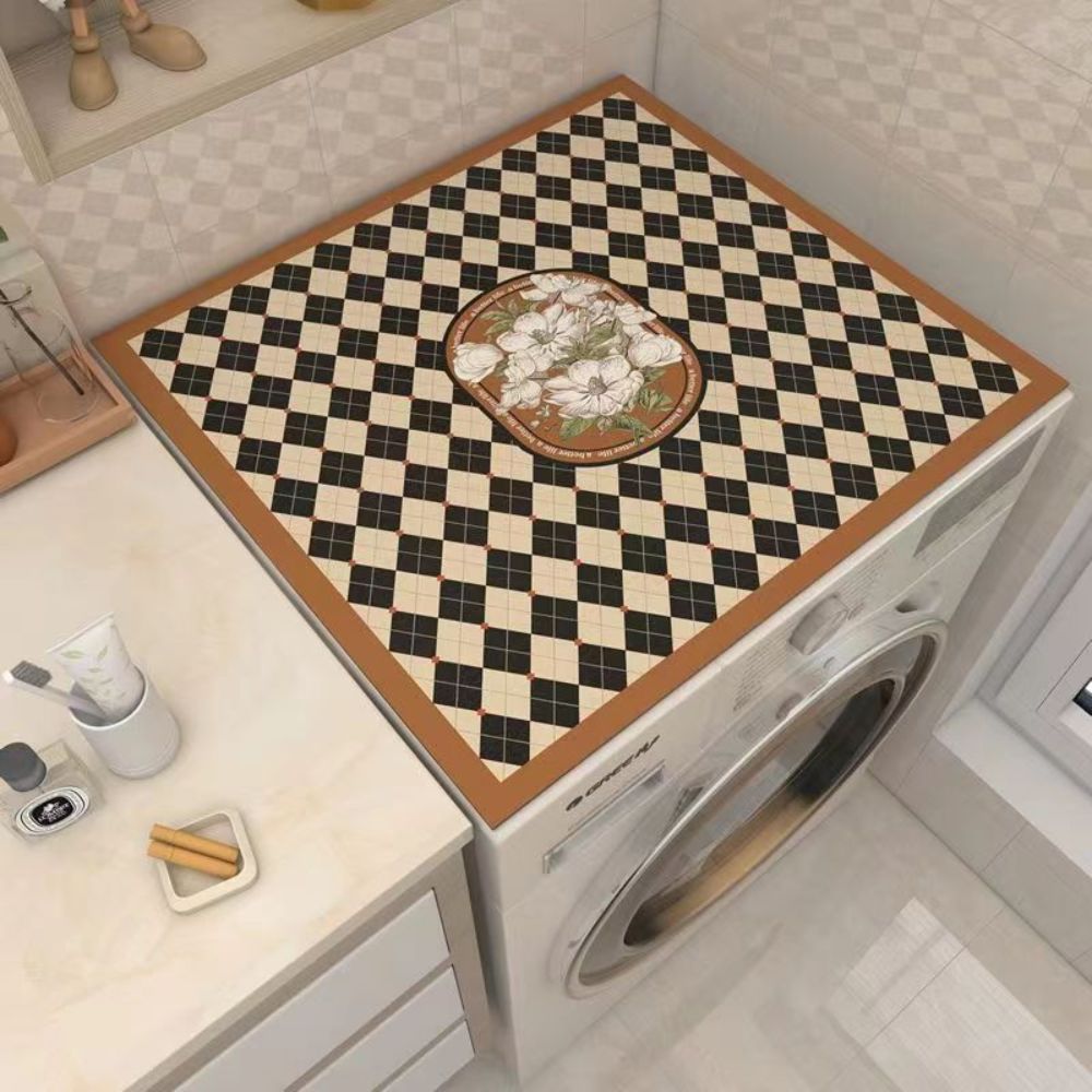 Checkered Silicone Washing Machine Cover Mat