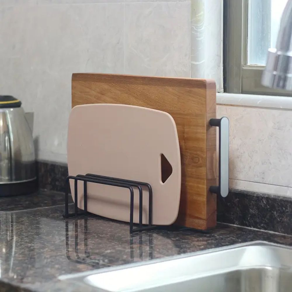 Steel Cutting Board Organizer Rack with House-Shaped Frame