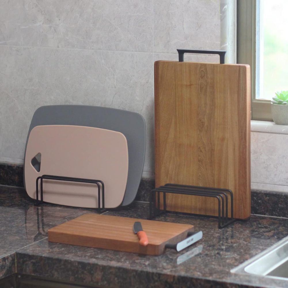 Steel Cutting Board Organizer Rack with House-Shaped Frame