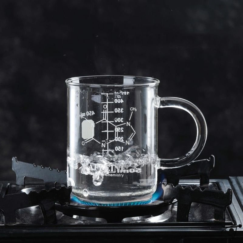 Glass Chemistry Mug with Caffeine Molecular Design