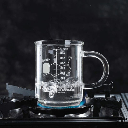 Glass Chemistry Mug with Caffeine Molecular Design