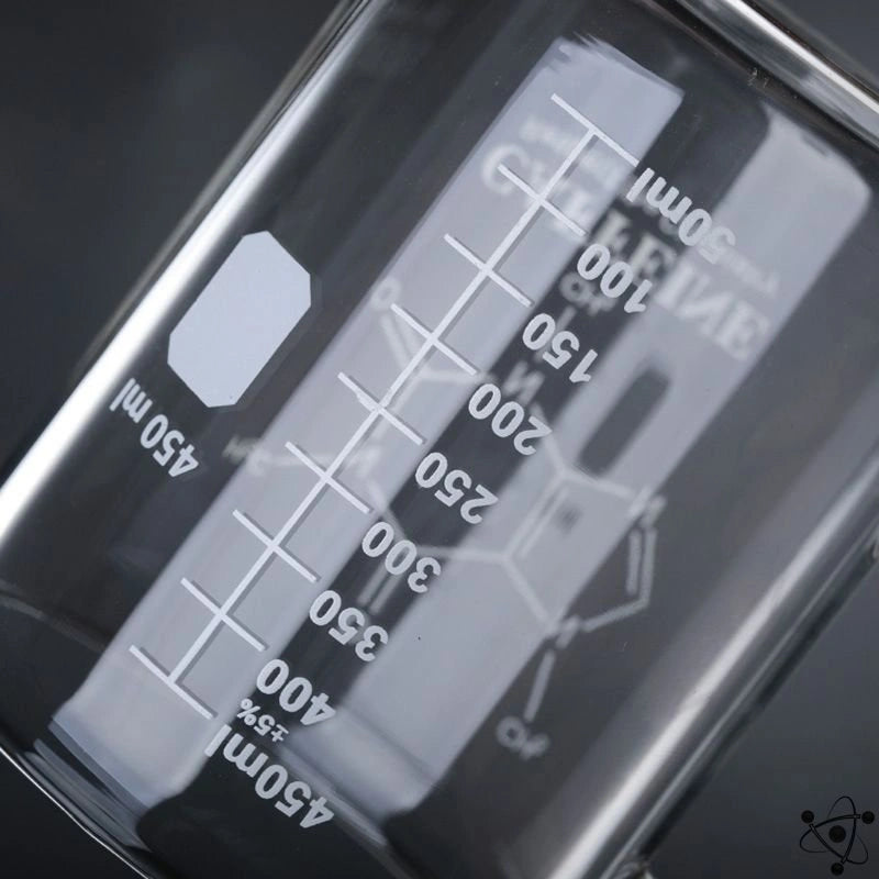 Glass Chemistry Mug with Caffeine Molecular Design