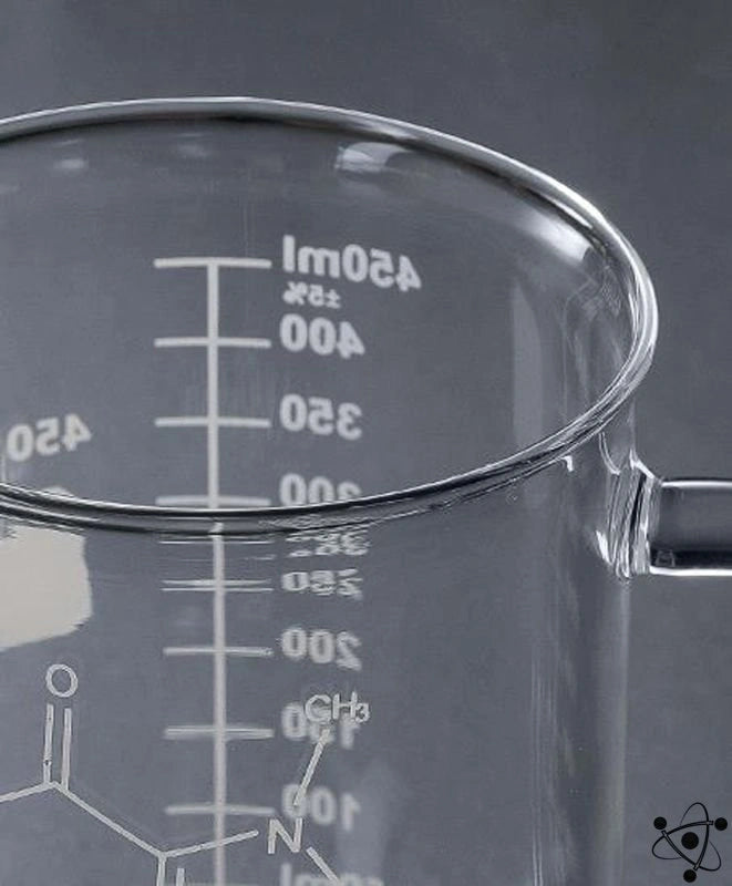 Glass Chemistry Mug with Caffeine Molecular Design
