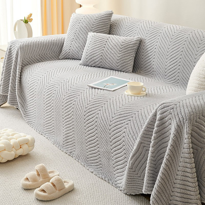 Chenille Plush Sofa Cover for Pet-Friendly Comfort