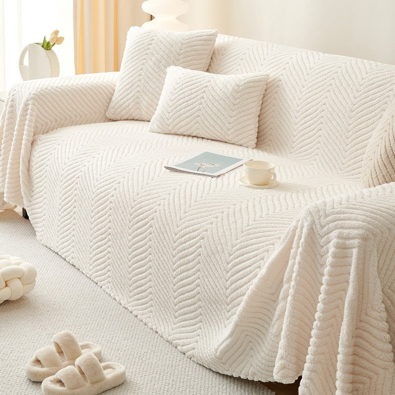 Chenille Plush Sofa Cover for Pet-Friendly Comfort