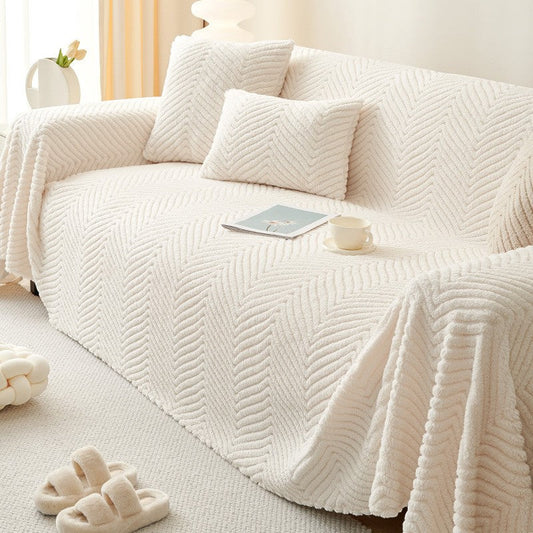 Chenille Plush Sofa Cover for Pet-Friendly Comfort