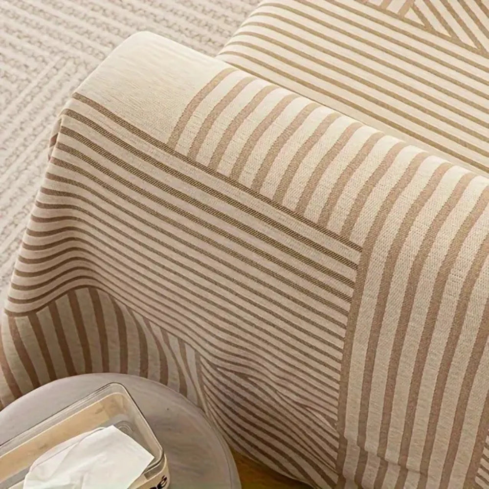 Chenille Striped Tassel Sofa Cover for Armchairs and Sectionals