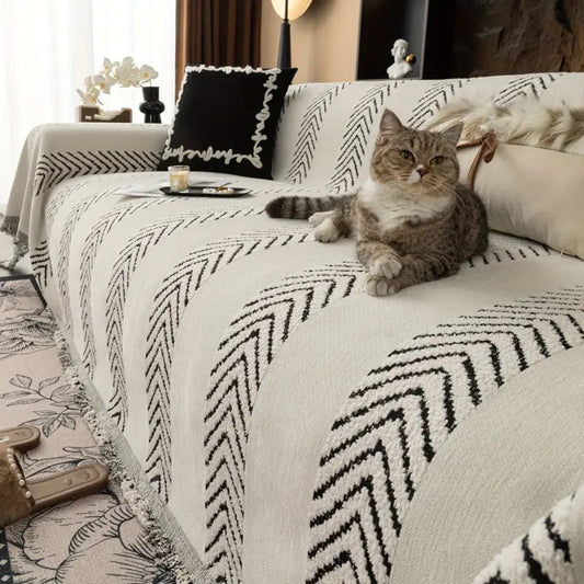 Chevron Microfiber Sofa Cover for Armchairs and Couches