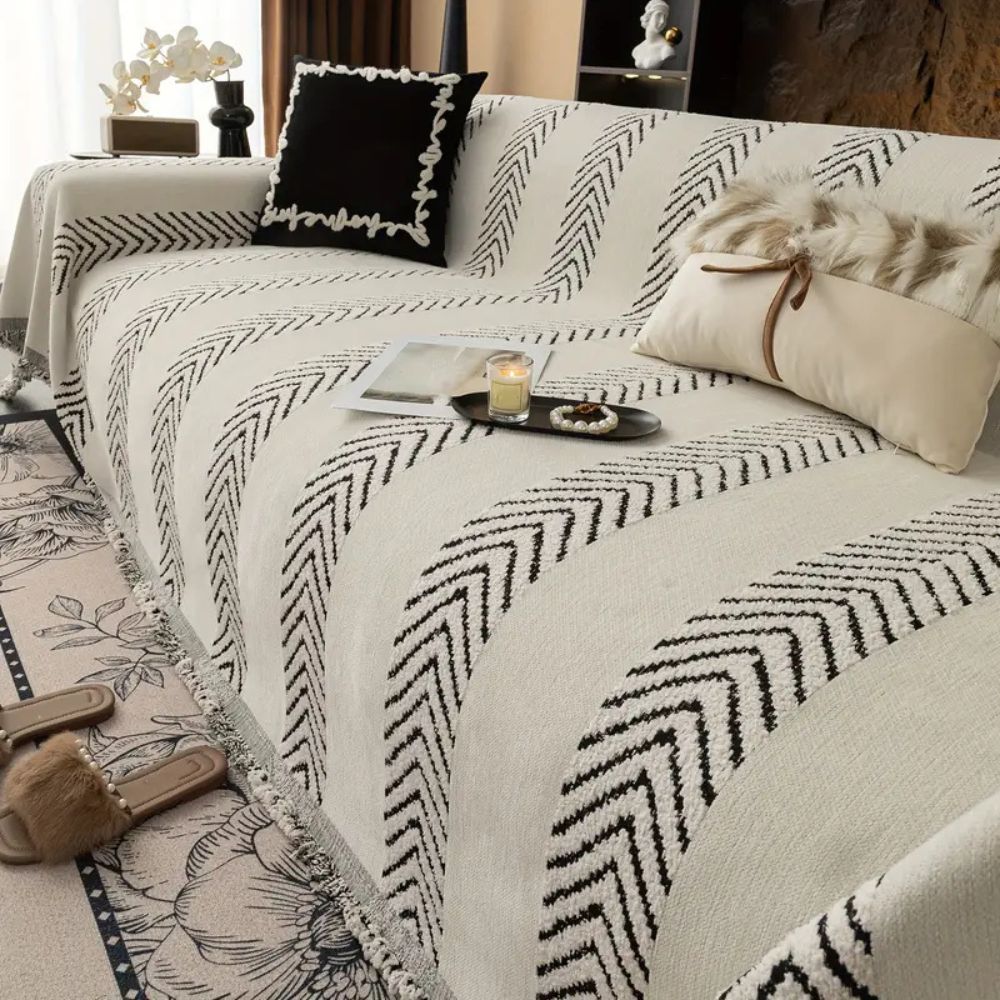 Chevron Microfiber Sofa Cover for Armchairs and Couches