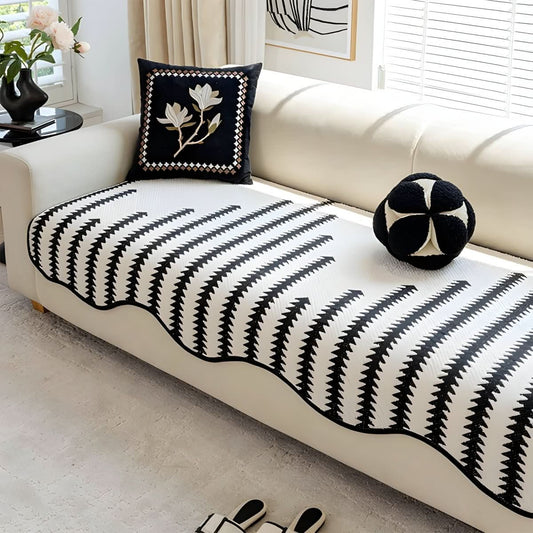 Chenille Chevron Sofa Protector Cover - Machine Washable, Non-Slip