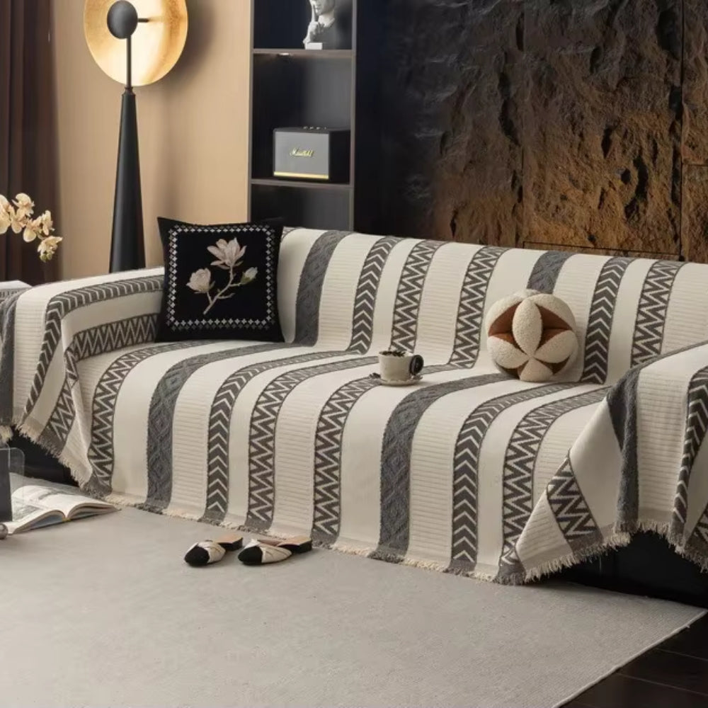 Chevron Pattern Chenille Sofa Cover - Soft, Non-Slip Slipcover
