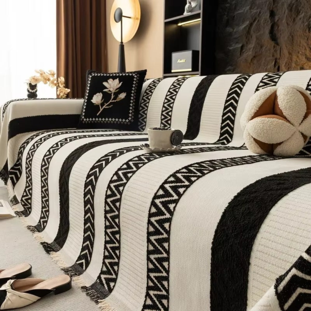 Chenille Chevron Sofa Cover - Soft, Anti-Slip Slipcover