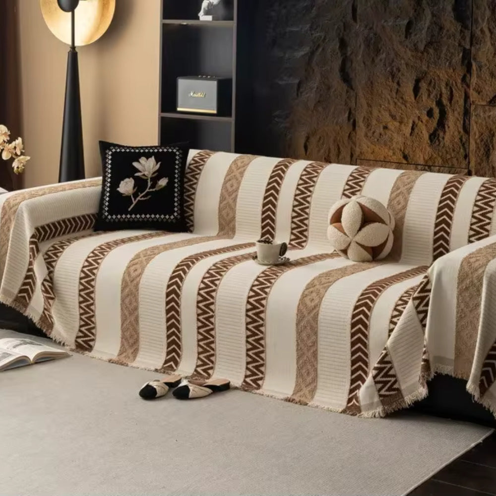 Chenille Chevron Sofa Cover - Soft, Anti-Slip Slipcover