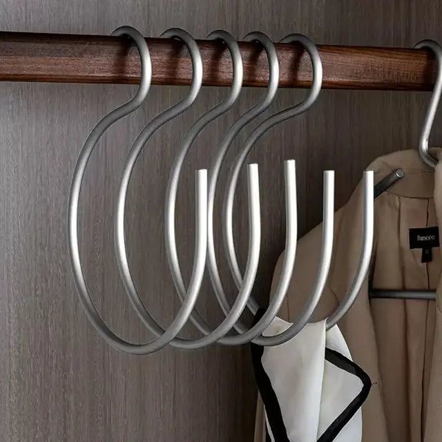 S-Shaped Metal Wardrobe Hangers Set of 5 - Matte Gold and Silver