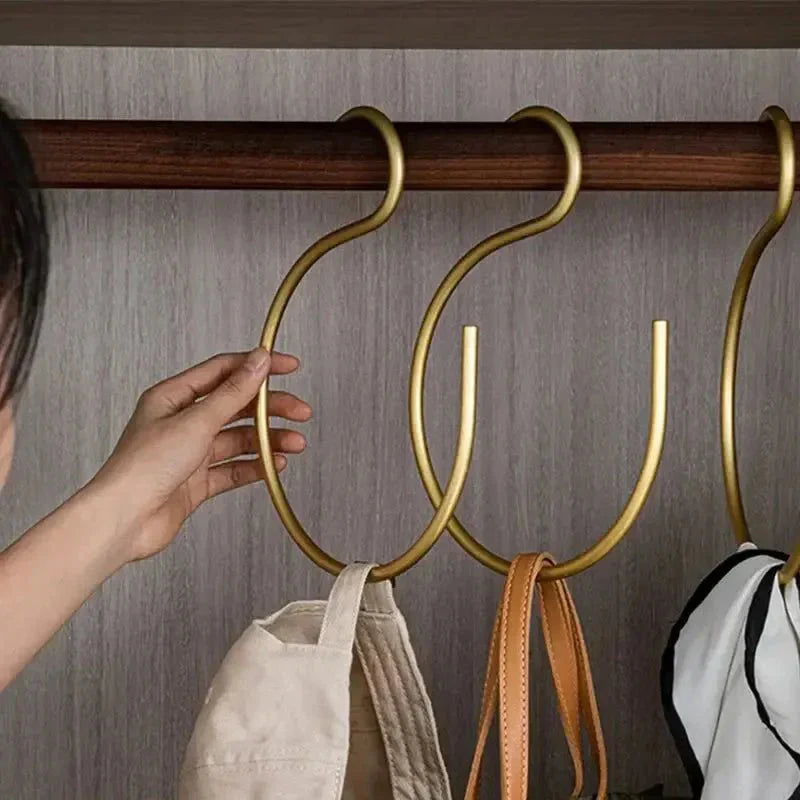 S-Shaped Metal Wardrobe Hangers Set of 5 - Matte Gold and Silver