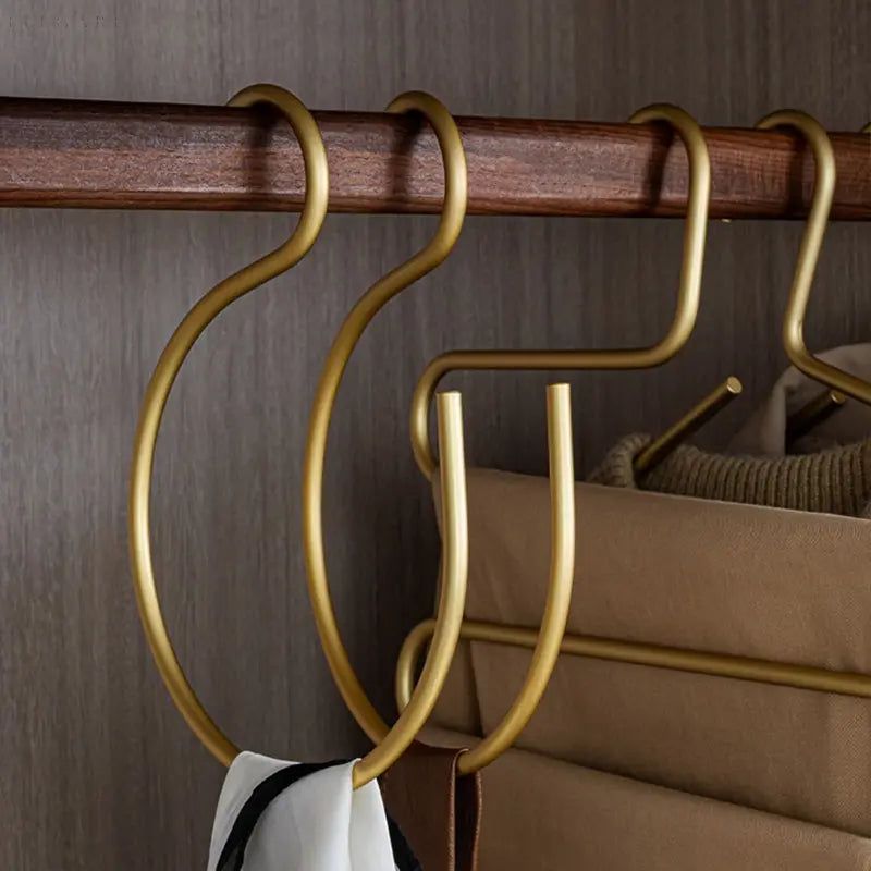 S-Shaped Metal Wardrobe Hangers Set of 5 - Matte Gold and Silver
