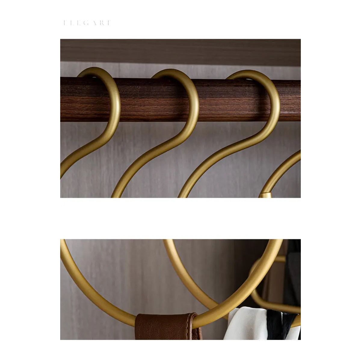 S-Shaped Metal Wardrobe Hangers Set of 5 - Matte Gold and Silver