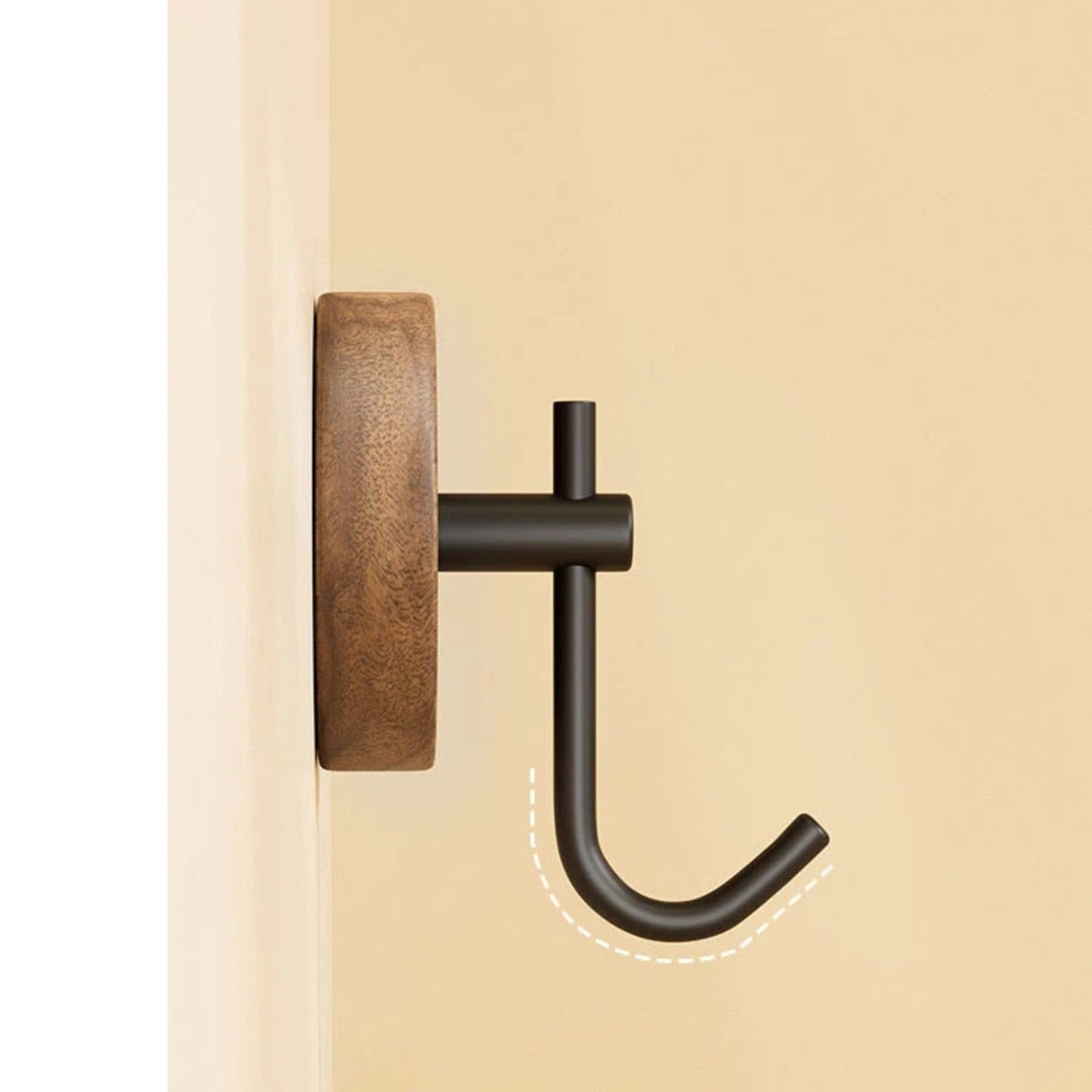 Round Self-Adhesive Timber Wall Hook for Coats and Towels