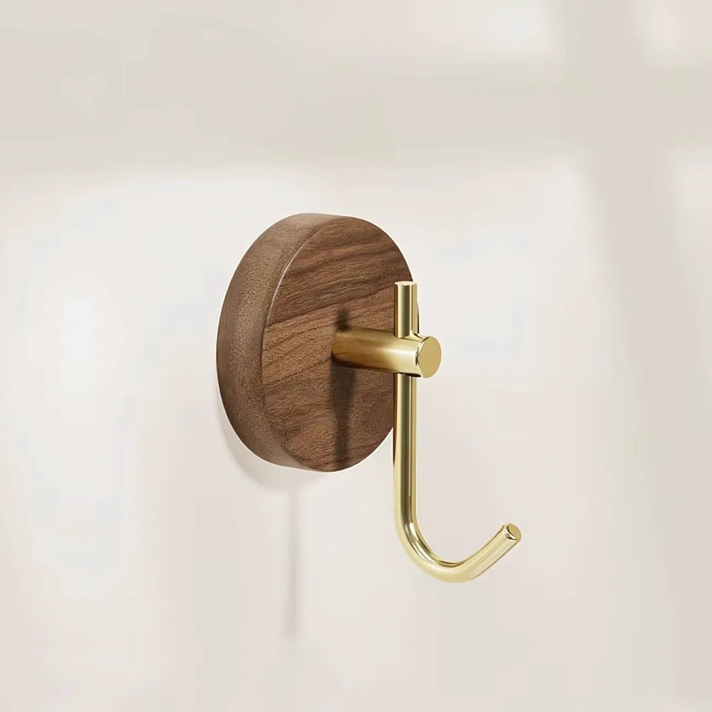 Round Self-Adhesive Timber Wall Hook for Coats and Towels