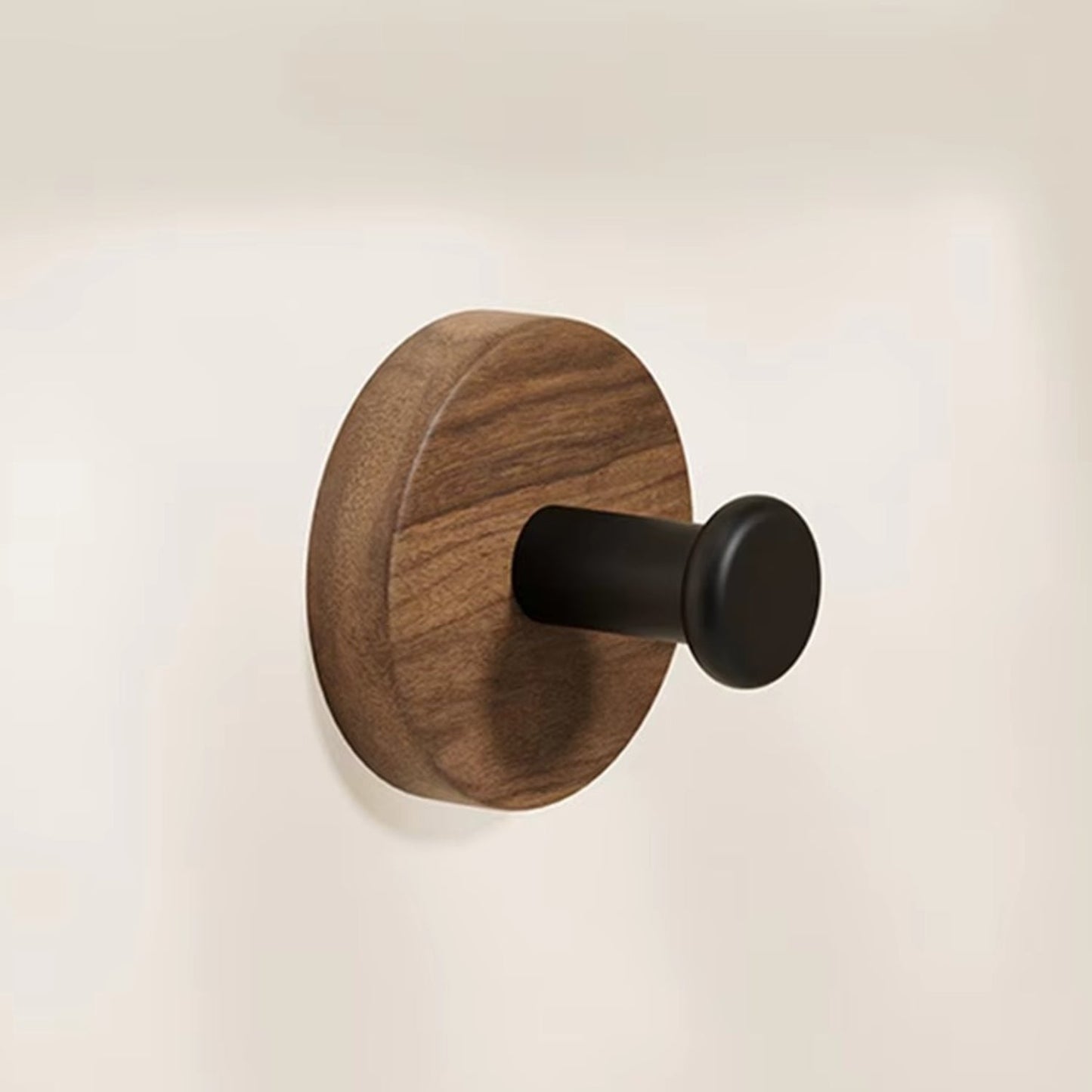 Round Self-Adhesive Timber Wall Hook for Coats and Towels
