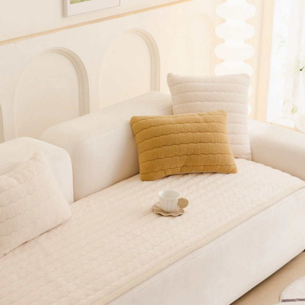 Thick Plush Microfiber Sofa Cover - Cozy & Scratch-Proof