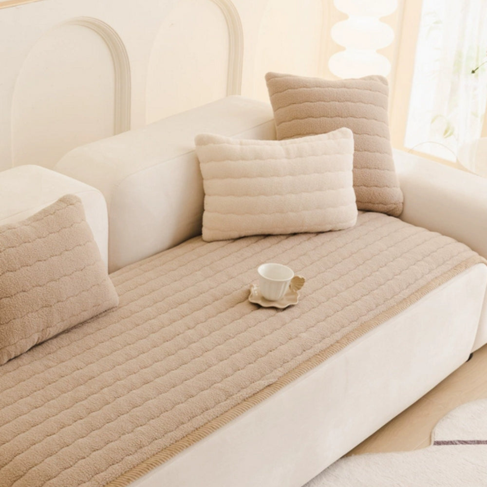 Thick Plush Microfiber Sofa Cover - Cozy & Scratch-Proof