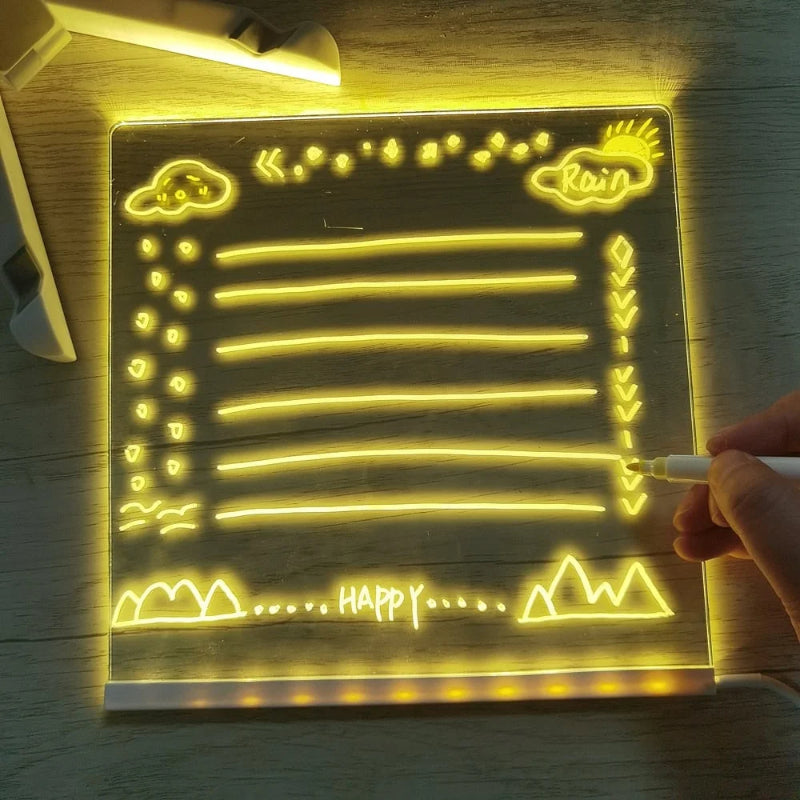 LED Dry Erase Memo Board with Adjustable Tripod and 7 Color Pens