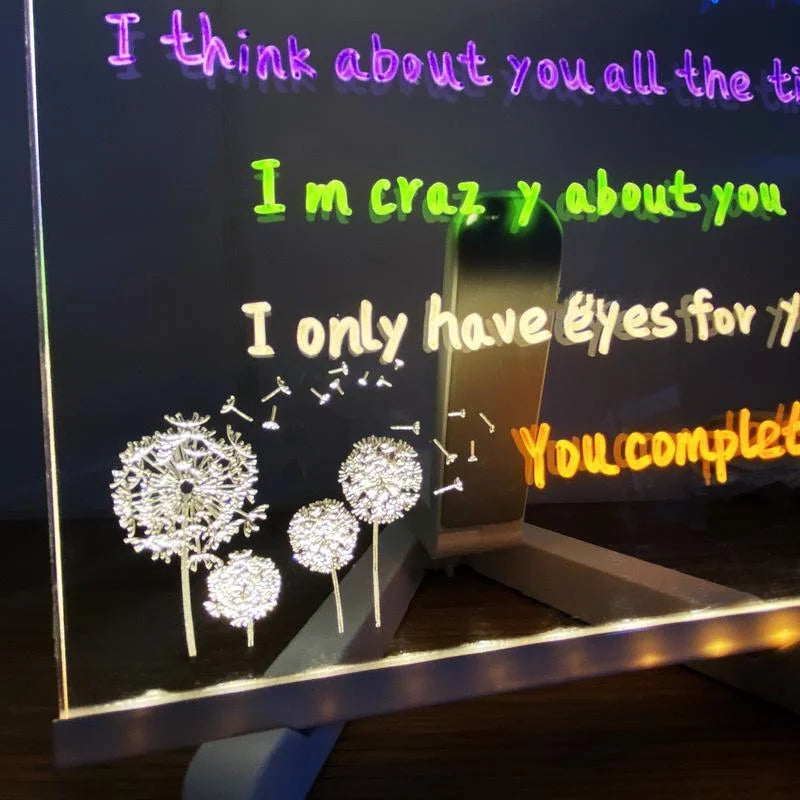 LED Dry Erase Memo Board with Adjustable Tripod and 7 Color Pens