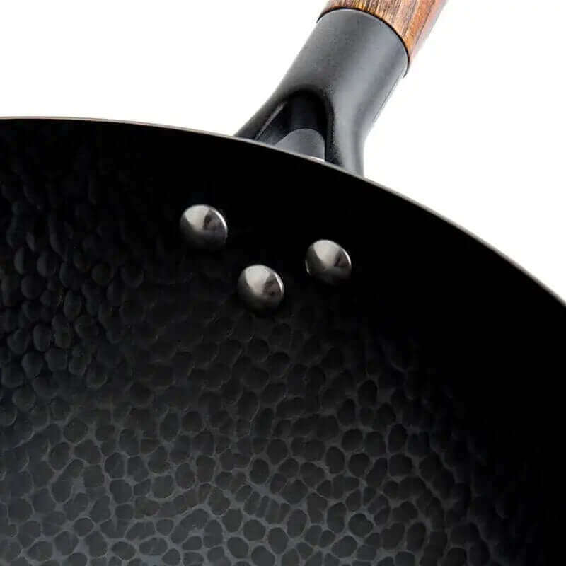 32 cm Chinese Iron Wok with Wooden Lid