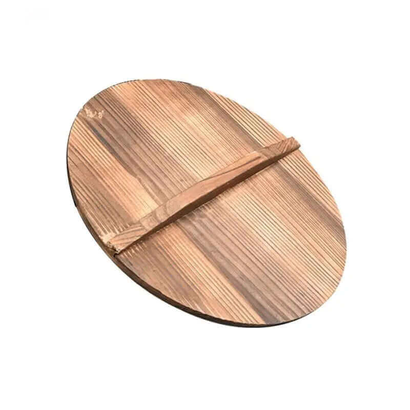 32 cm Chinese Iron Wok with Wooden Lid