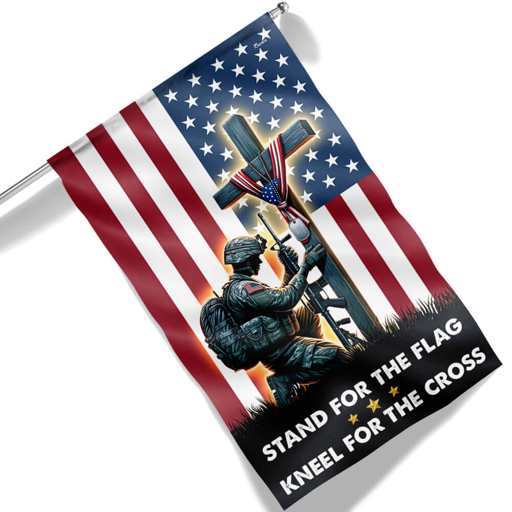 Patriotic Christian Flag Stand For The Flag Kneel For The Cross